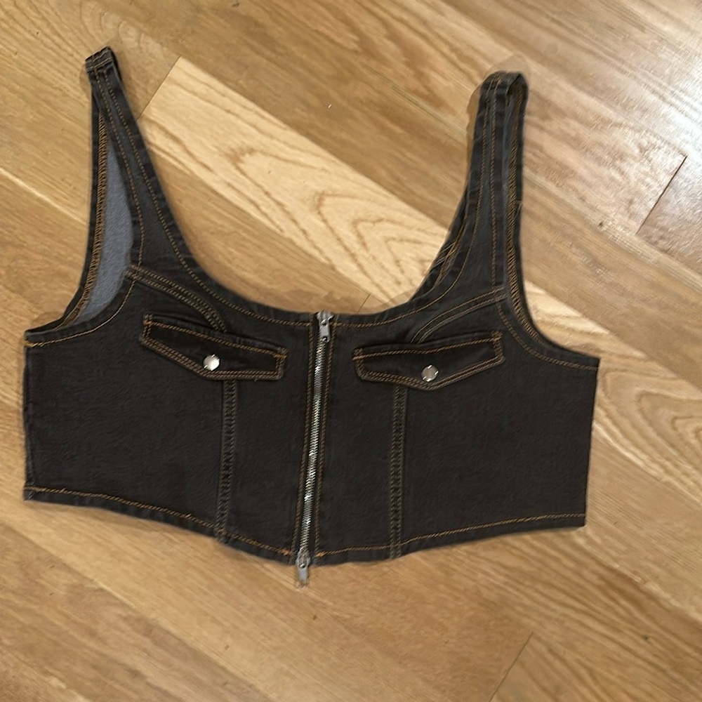 WeWoreWhat Denim Corset Top